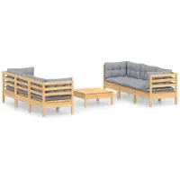 vidaXL Ensemble de salon de jardin 7 pièces avec coussins gris en pin
