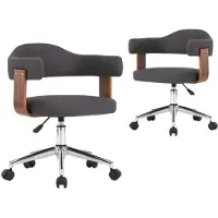 vidaXL Chaise de salle à manger 2 pcs. Pivotant Gris Bois courbé et tissu