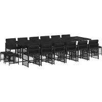vidaXL Ensemble de jardin 17 pièces avec coussins Noir Poly Rattan