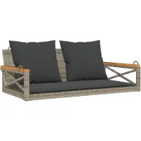 vidaXL Banc suspendu avec coussin Gris 109x62x40 cm Poly rotin