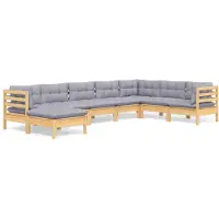 vidaXL Ensemble salon de jardin 8 pièces avec coussins gris pin massif