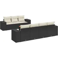 vidaXL Ensemble de jardin canapé 8 pièces avec coussins noir poly rotin
