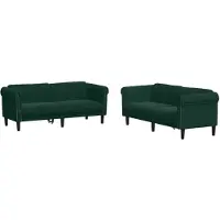vidaXL Ensemble de canapés 3 pièces vert foncé velours