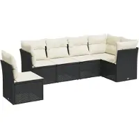 vidaXL Ensemble de salon de jardin 6 pièces avec coussins noir poly rotin