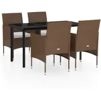 vidaXL Ensemble de jardin 5 pièces avec coussins Marron et noir