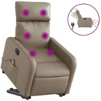 vidaXL Fauteuil de massage avec releveur électrique Cappuccino similicuir