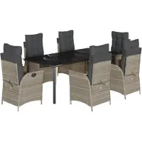 vidaXL Ensemble de jardin 7 pièces avec coussins gris clair Poly rotin