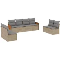 vidaXL Ensemble de jardin canapé 8 pièces avec coussins Beige Poly Rattan