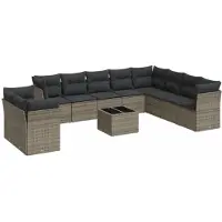 vidaXL Ensemble de salon de jardin 11 pièces avec coussins Gris Poly rotin