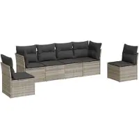 vidaXL Ensemble de salon de jardin 6 pièces avec coussins gris clair Poly rotin