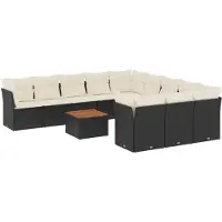 vidaXL Ensemble de 12 canapés de jardin avec coussins noir poly rotin