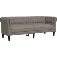 vidaXL Canapé Chesterfield 3 places tissu taupe