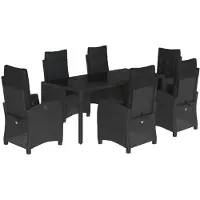 vidaXL Ensemble de jardin 7 pièces avec coussins Noir Poly Rattan