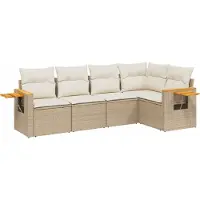 vidaXL Ensemble de salon de jardin 5 pièces avec coussins Beige Poly Rattan