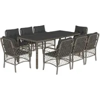 vidaXL Salon de jardin 9 pièces avec coussins Gris Poly Rattan