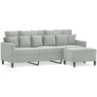 vidaXL Canapé 3 places avec pouf gris clair 180 cm velours