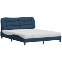 vidaXL Lit avec matelas "Hvar" bleu 160x200 cm Tissu