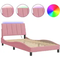 vidaXL Cadre de lit avec LED sans matelas "Hanko" rose 100x200 cm velours