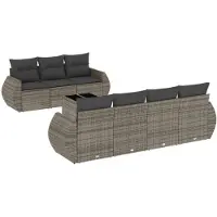 vidaXL Ensemble de jardin canapé 8 pièces avec coussins Gris Poly rotin