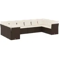 vidaXL Ensemble de salon de jardin 10 pièces avec coussins Marron Poly Rattan