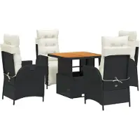 vidaXL Ensemble de jardin 5 pièces avec coussins Noir Poly Rattan
