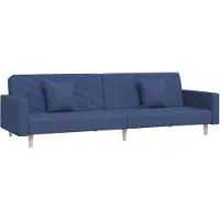vidaXL Canapé-lit à 2 places avec deux oreillers bleu tissu