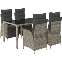 vidaXL Ensemble de jardin 5 pièces avec coussins Gris Poly rotin