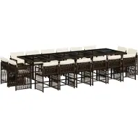 vidaXL Ensemble de jardin 17 pièces avec coussins Marron Poly rotin