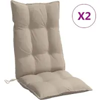 vidaXL Coussins de chaise à dossier haut lot de 2 taupe tissu oxford