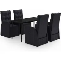 vidaXL Ensemble de jardin 5 pièces avec coussins Noir