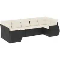 vidaXL Ensemble de salon de jardin 7 pièces avec coussins noir poly rotin