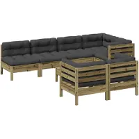 vidaXL Ensemble de 8 canapés de jardin avec coussins en pin imprégné