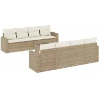 vidaXL Ensemble de salon de jardin 9 pièces avec coussins beige Poly rotin