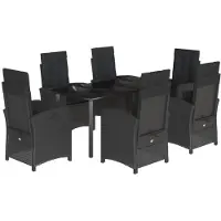 vidaXL Ensemble de jardin 7 pièces avec coussins Noir Poly Rattan