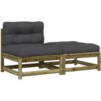 vidaXL Canapé de jardin sans accoudoirs avec coussin et pouf