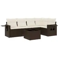 vidaXL Ensemble de salon de jardin 6 pièces avec coussins Marron Poly Rattan