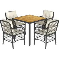 vidaXL Ensemble de jardin 5 pièces avec coussins Noir Poly Rattan
