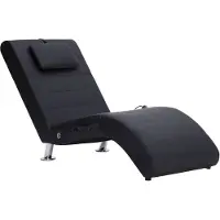 vidaXL Chaise longue de massage avec oreiller Noir Similicuir