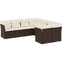 vidaXL Ensemble de jardin canapé 8 pièces avec coussins Marron Poly rotin