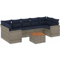 vidaXL Ensemble de jardin canapé 8 pièces avec coussins Gris Poly rotin