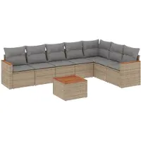 vidaXL Ensemble de jardin canapé 8 pièces avec coussins Beige Poly Rattan
