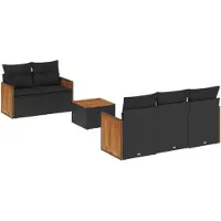 vidaXL Ensemble de salon de jardin 6 pièces avec coussins noir poly rotin