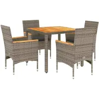 vidaXL Ensemble de jardin 5 pièces avec coussins Gris Poly rotin Acacia