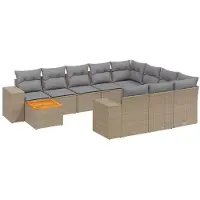 vidaXL Salon de jardin 11 pcs avec coussins beige résine tressée