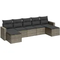 vidaXL Ensemble de salon de jardin 7 pièces avec coussins Gris Poly rotin