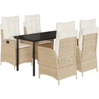 vidaXL Salon de jardin 5 pièces avec coussins Beige Poly Rattan