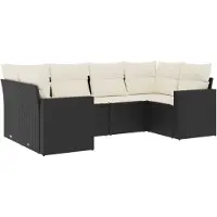 vidaXL ensemble de salon de jardin 6 pièces avec coussins Noir Poly Rattan