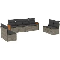 vidaXL Ensemble de jardin canapé 8 pièces avec coussins Gris Poly rotin