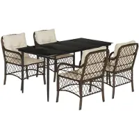 vidaXL Ensemble de jardin 5 pièces avec coussins Marron Poly rotin