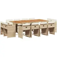 vidaXL Salon de jardin 13 pièces avec coussins Beige Poly Rattan